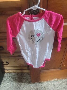 Garanimals White & Hot Pink Smiley Sequin One-Piece